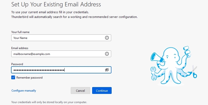 Set Up Your Existing Email Box with octopus holding tools
